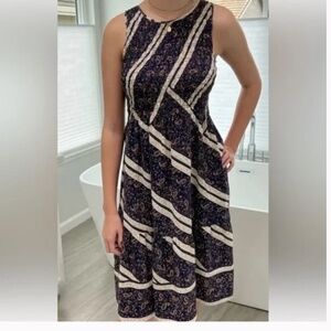 Club Monaco Smocked Silk Paisley Sleeveless Midi Dress